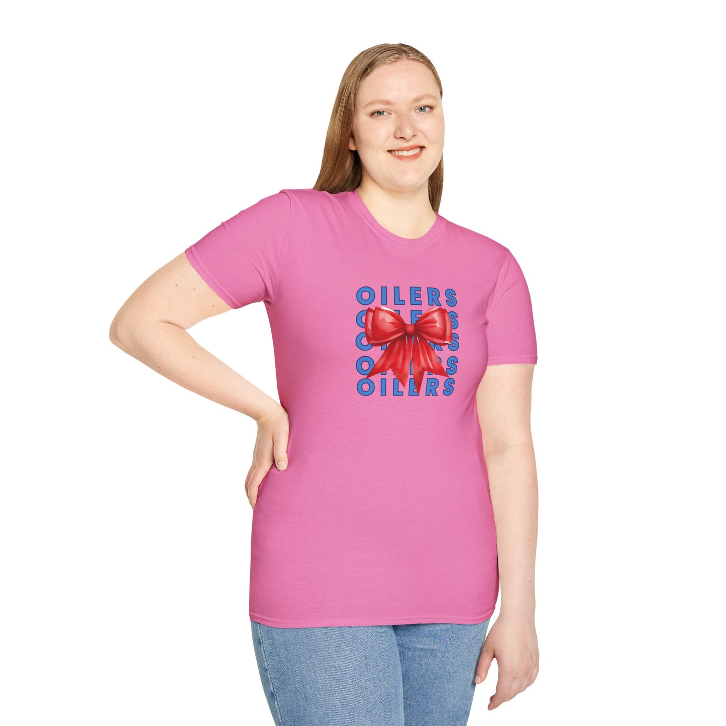 Oilers Bow Graphic T-Shirt - Adult Unisex Softstyle-Cotton