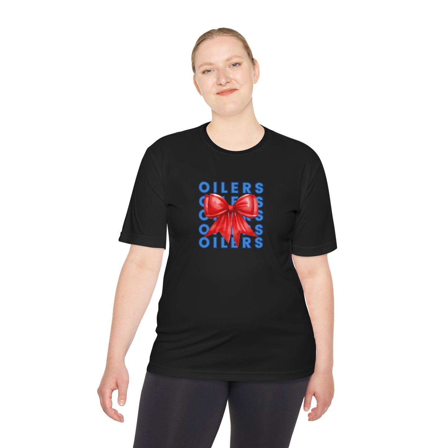 Oilers Bow- Unisex Moisture Wicking Tee (vinyl print)