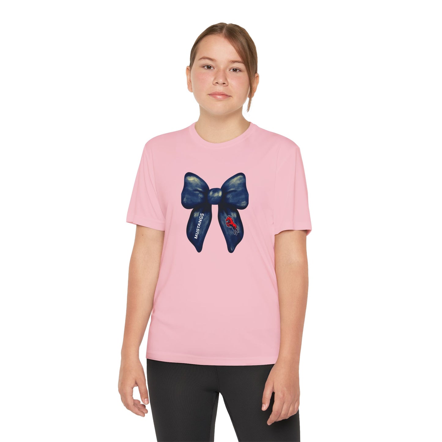 Mustangs Large Bow Youth Tee