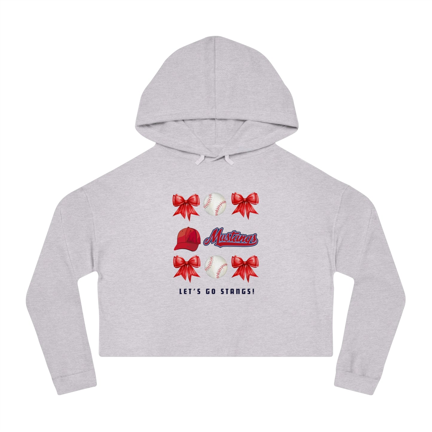 Stangs Bows~Women's Cropped Hooded Sweatshirt