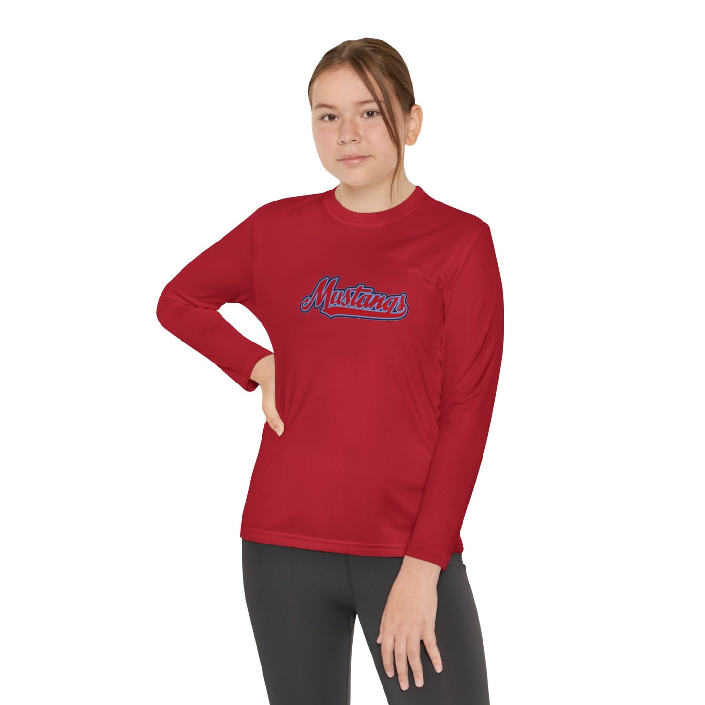 Mustangs Wall Break Youth Long Sleeve Baseball Tee