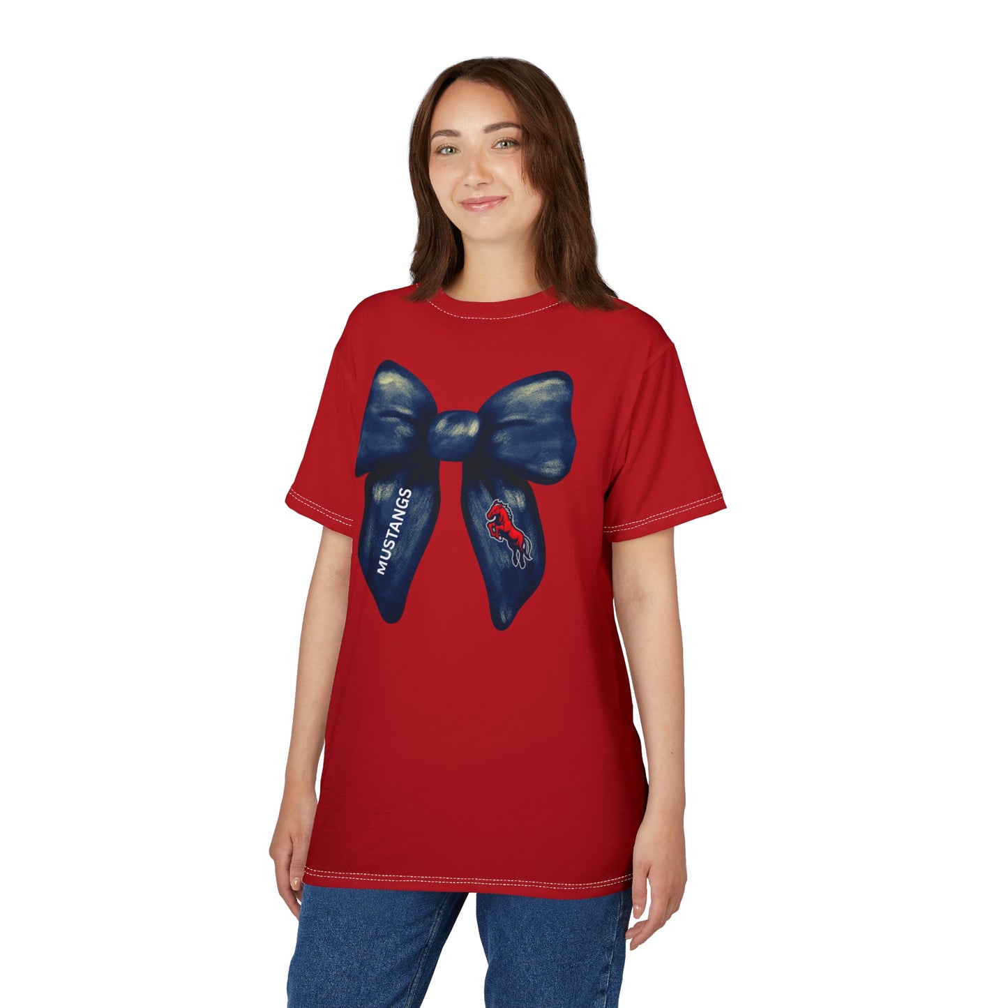 Mustangs Large Bow Unisex Adult Tee