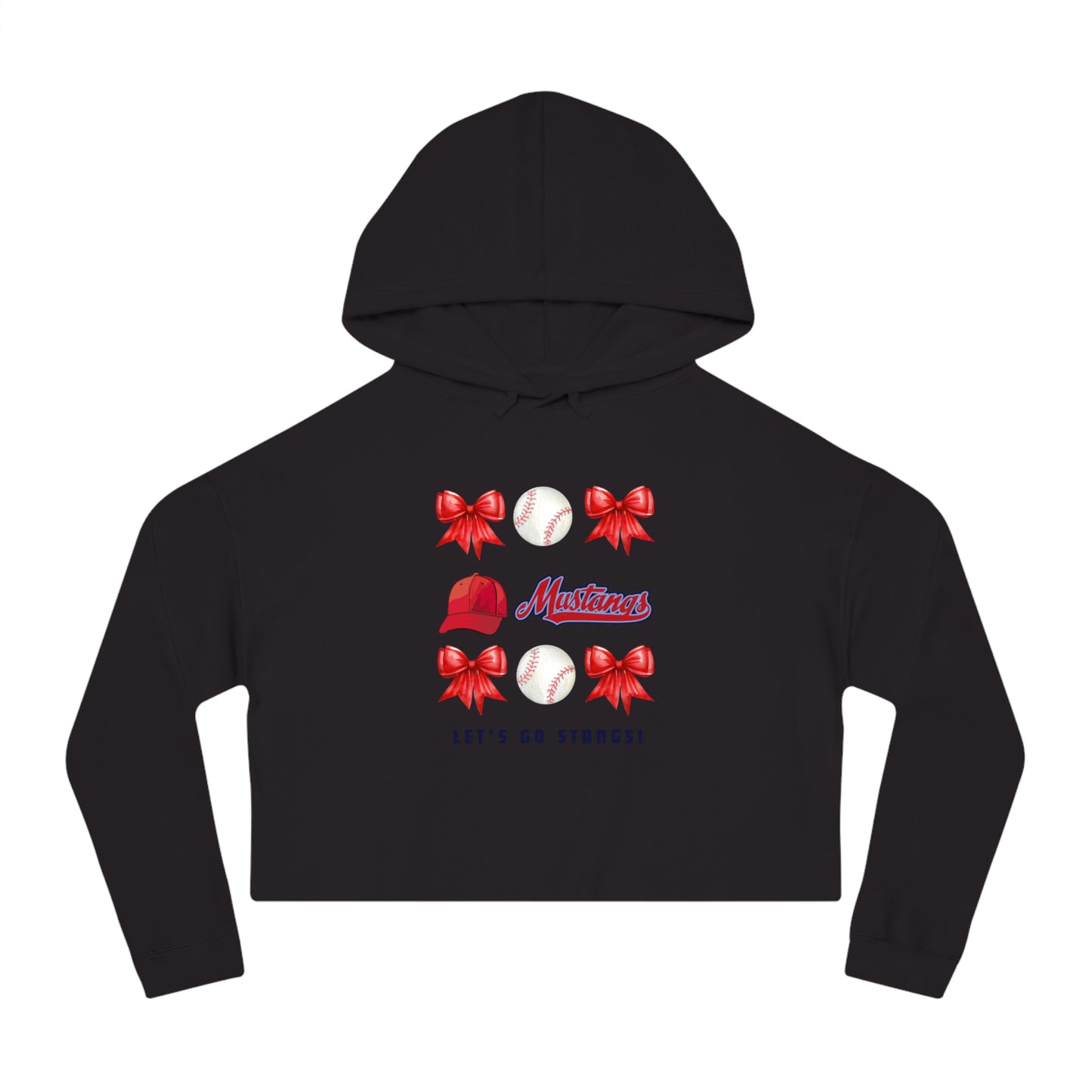 Stangs Bows~Women's Cropped Hooded Sweatshirt