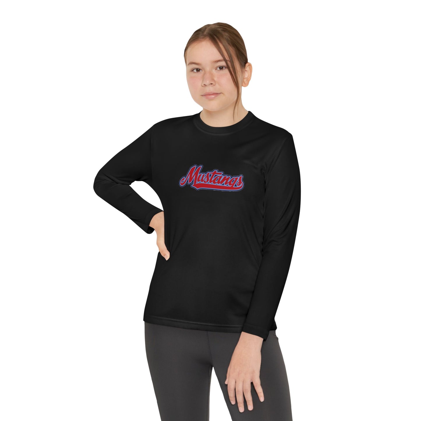 Mustangs Wall Break Youth Long Sleeve Baseball Tee