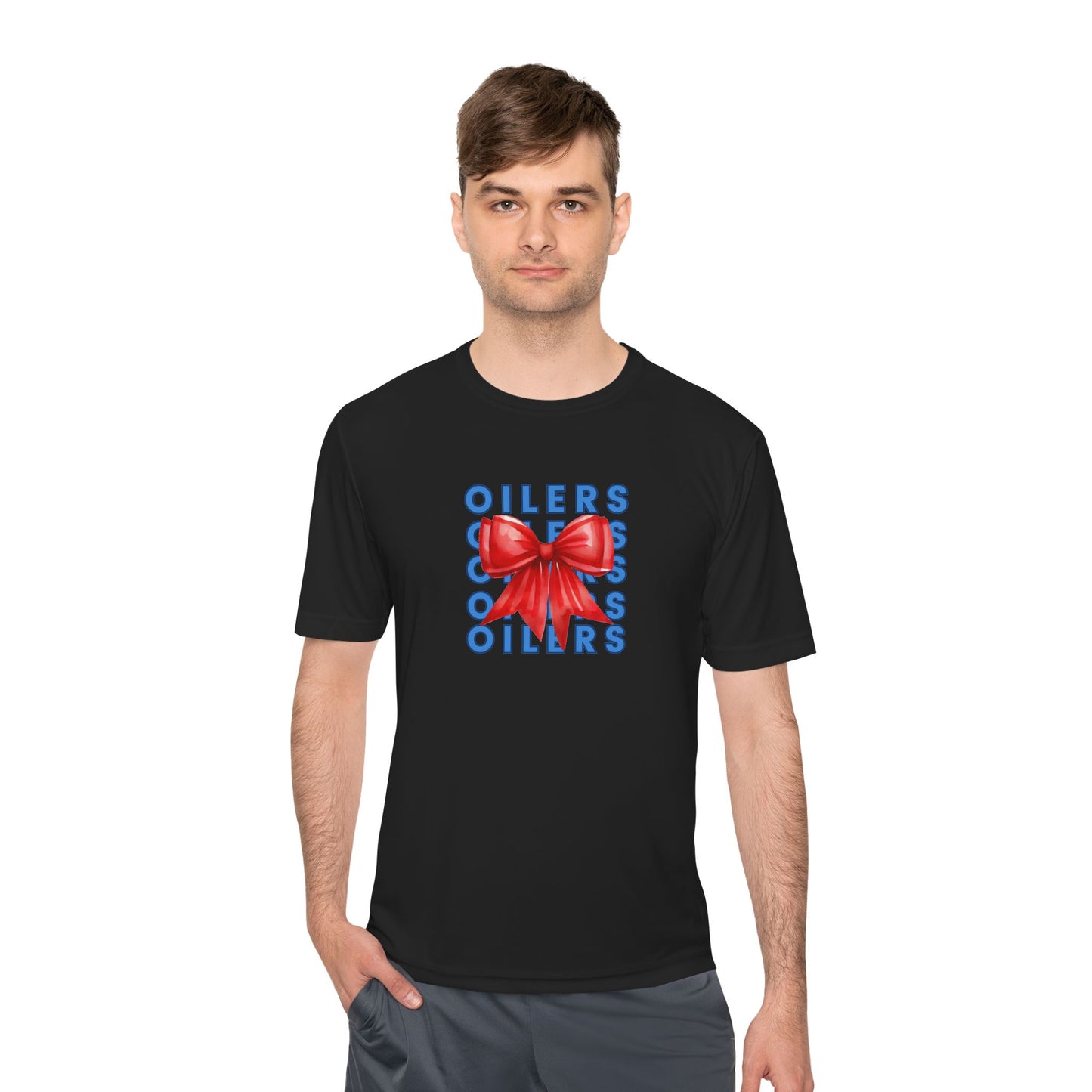 Oilers Bow- Unisex Moisture Wicking Tee (vinyl print)
