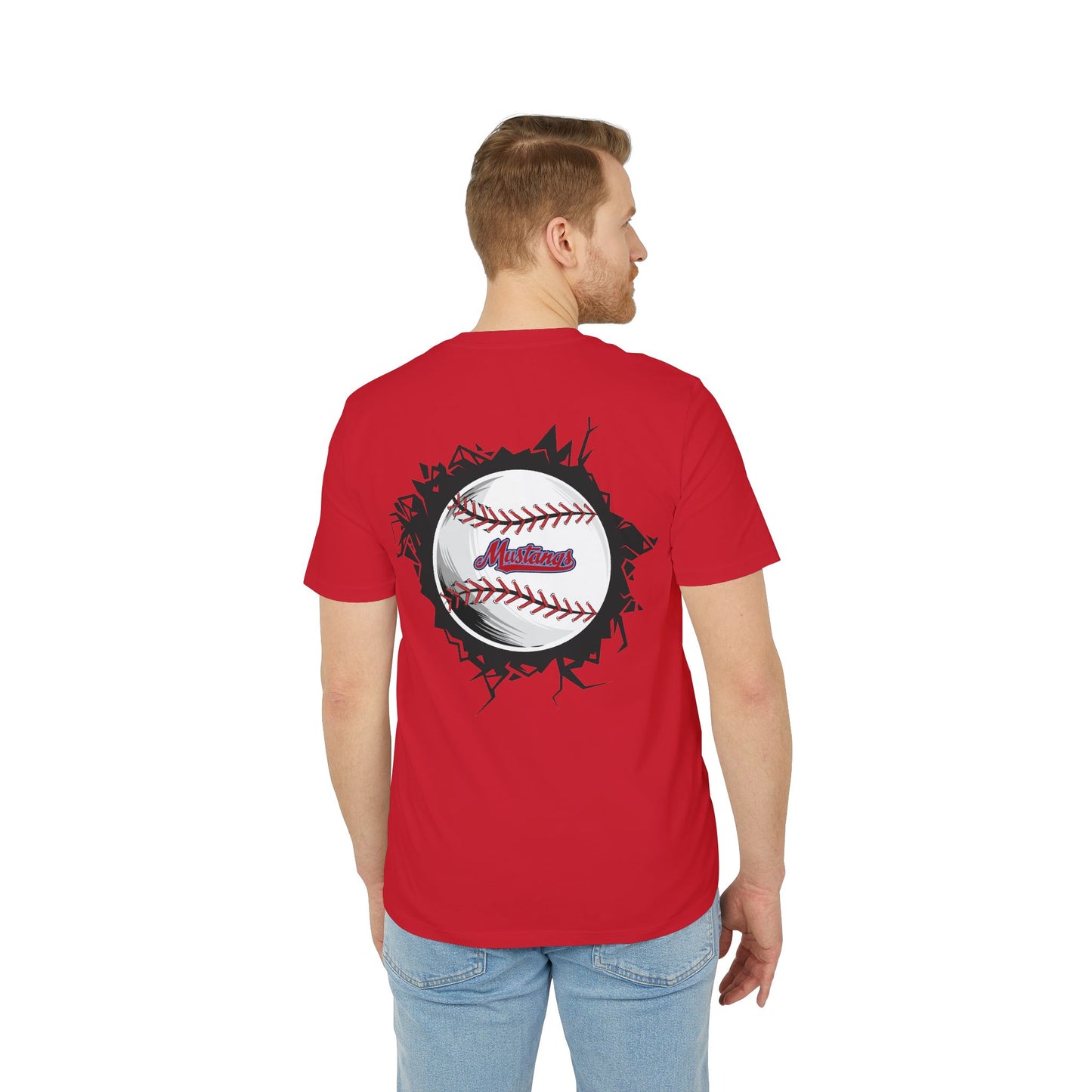 Mustangs Breaking Ball Unisex Baseball Team T-Shirt ~ Cotton