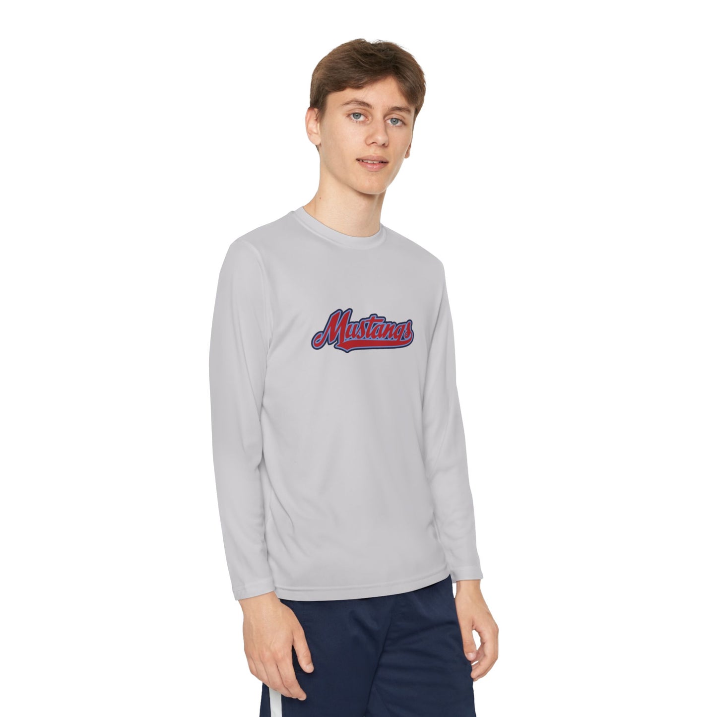 Mustangs Wall Break Youth Long Sleeve Baseball Tee