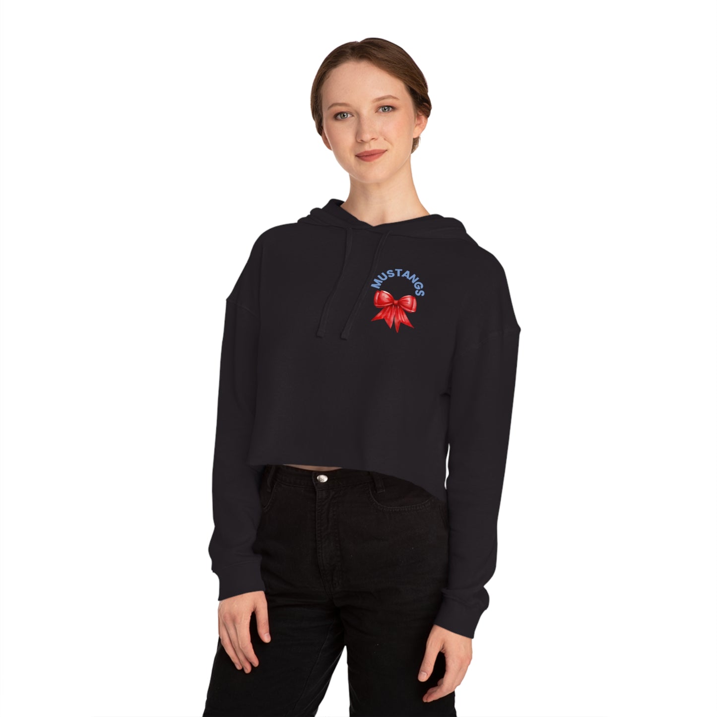 Stangs Bows~Women's Cropped Hooded Sweatshirt