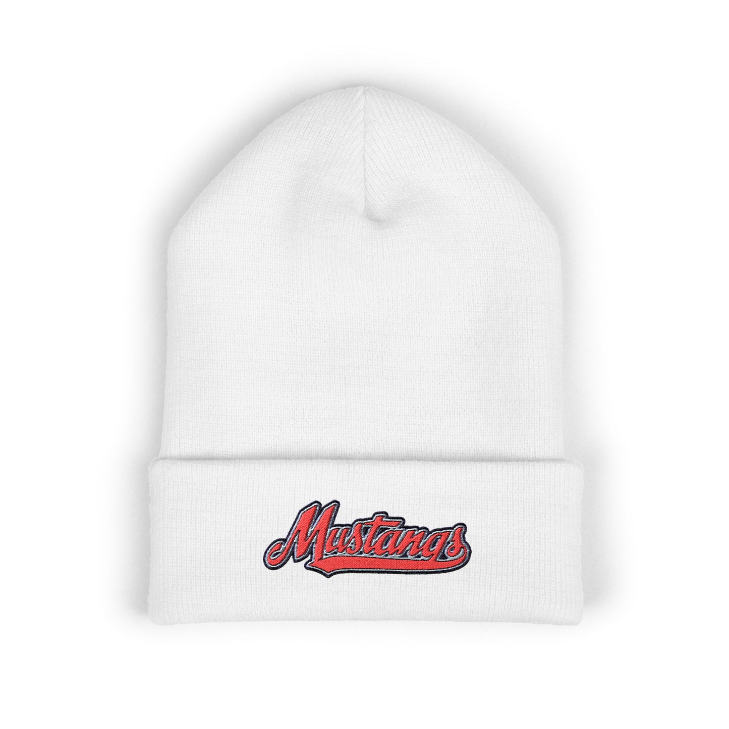Mustangs Stylish Embroidered Cuffed Beanie, Warm Winter Hat