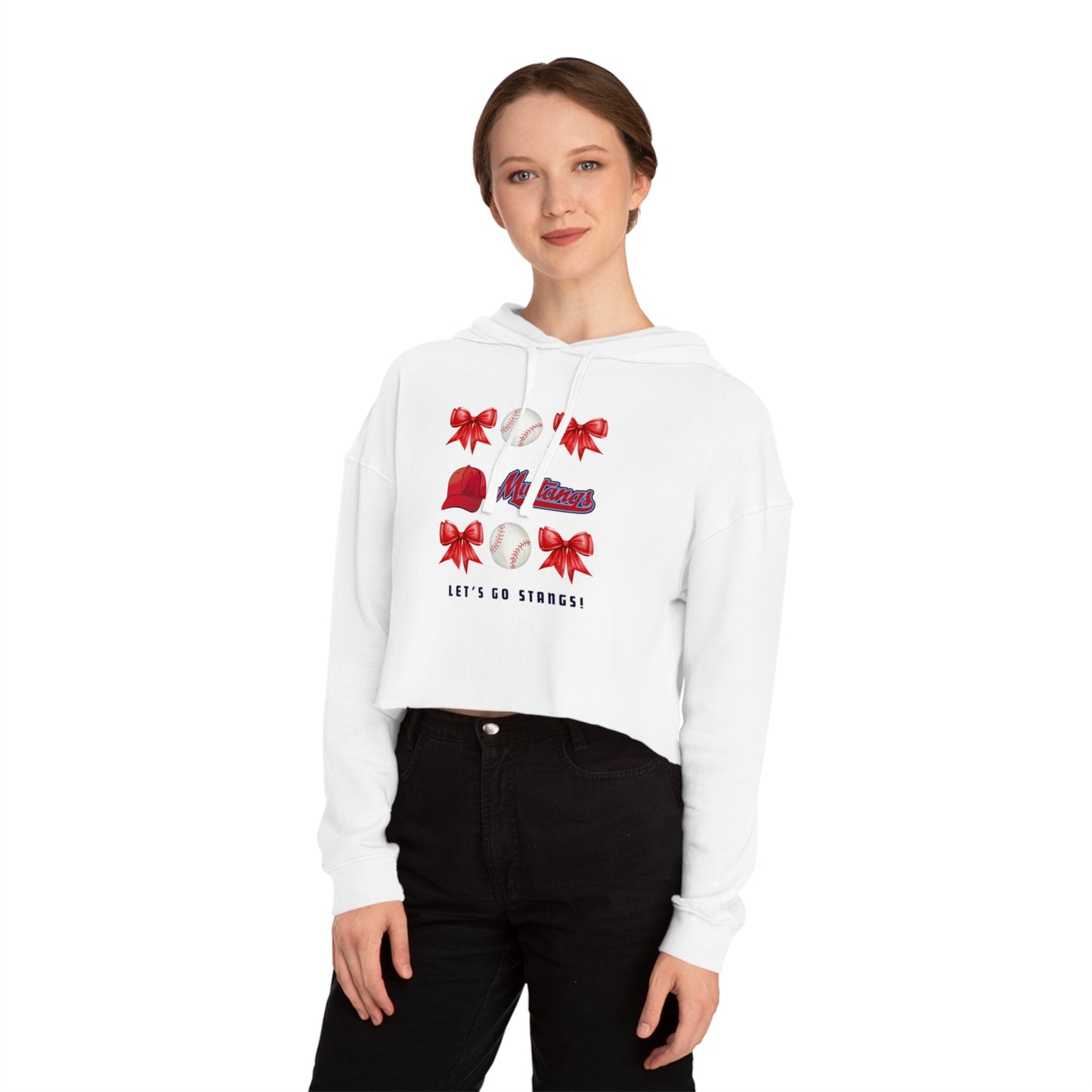 Stangs Bows~Women's Cropped Hooded Sweatshirt