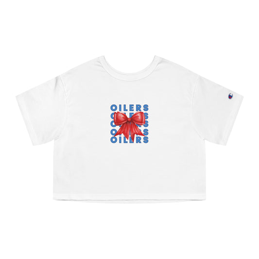 Klein Oilers Cropped Adult T-Shirt with Bow Design